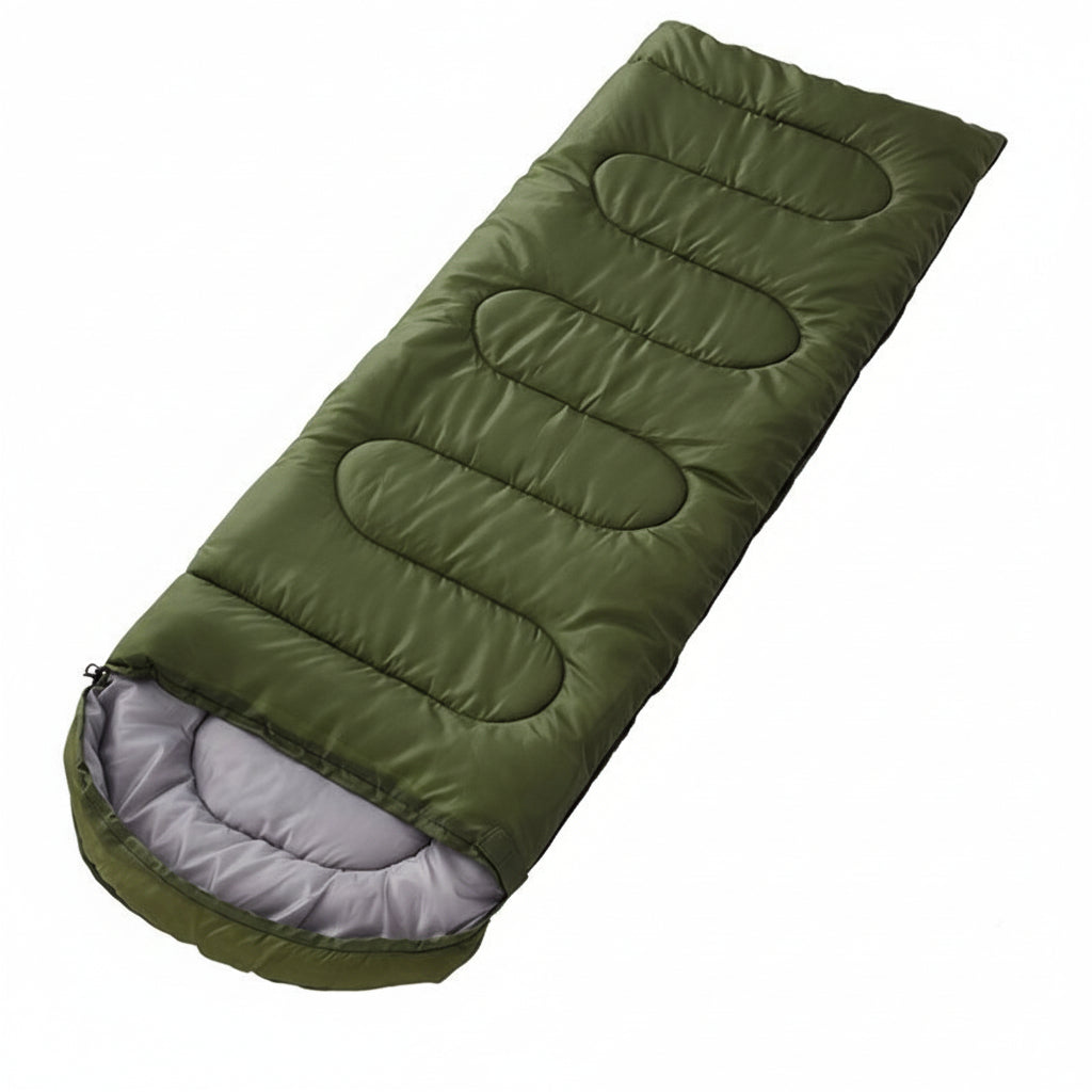 Army Green 0.7kg Ultra - Lightweight Compact Sleeping Bag | Portable Outdoor Camping & Travel Gear | Breathable Warm Weather Sleep System - SportZone.co.nz