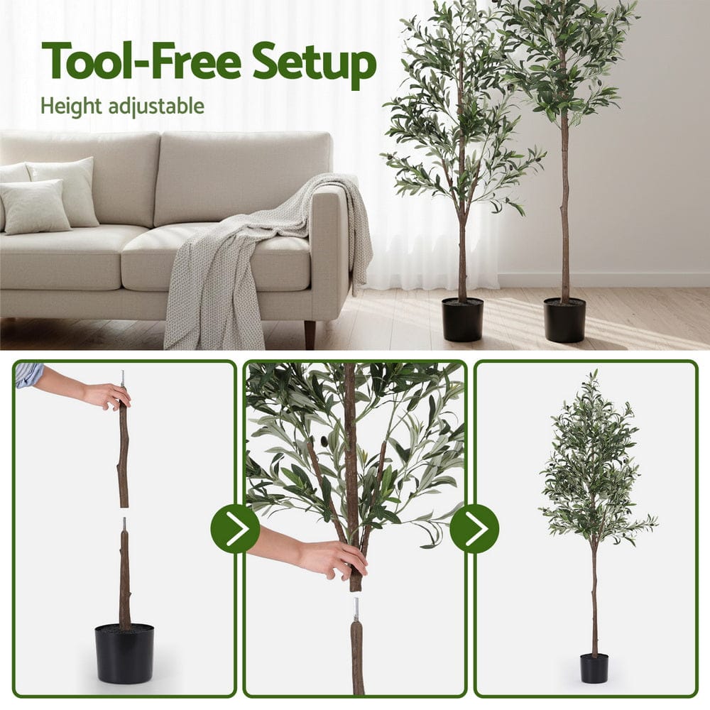Artiss 180cm Artificial Olive Tree Faux Trees Indoor Decor Artificial Plants Lifelike Plant 1.8M - SportZone.co.nz