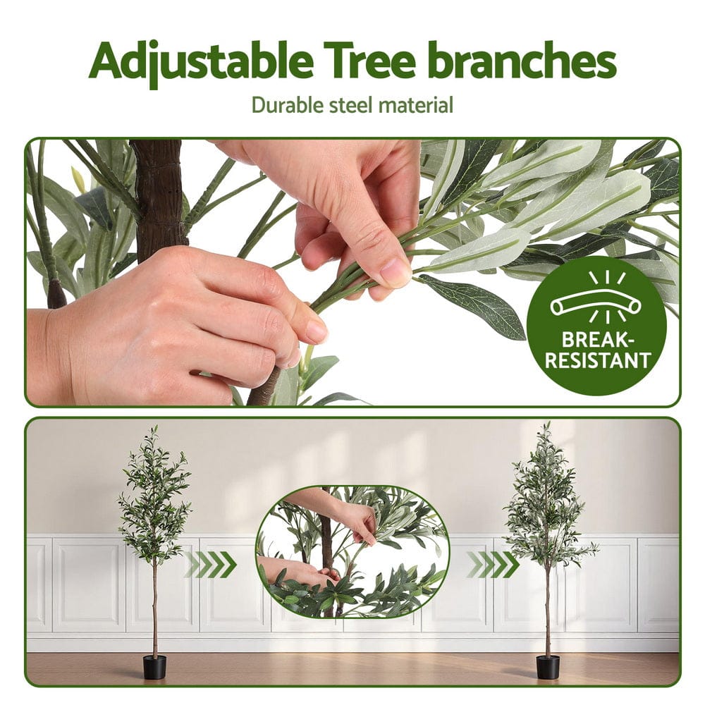 Artiss 180cm Artificial Olive Tree Faux Trees Indoor Decor Artificial Plants Lifelike Plant 1.8M - SportZone.co.nz