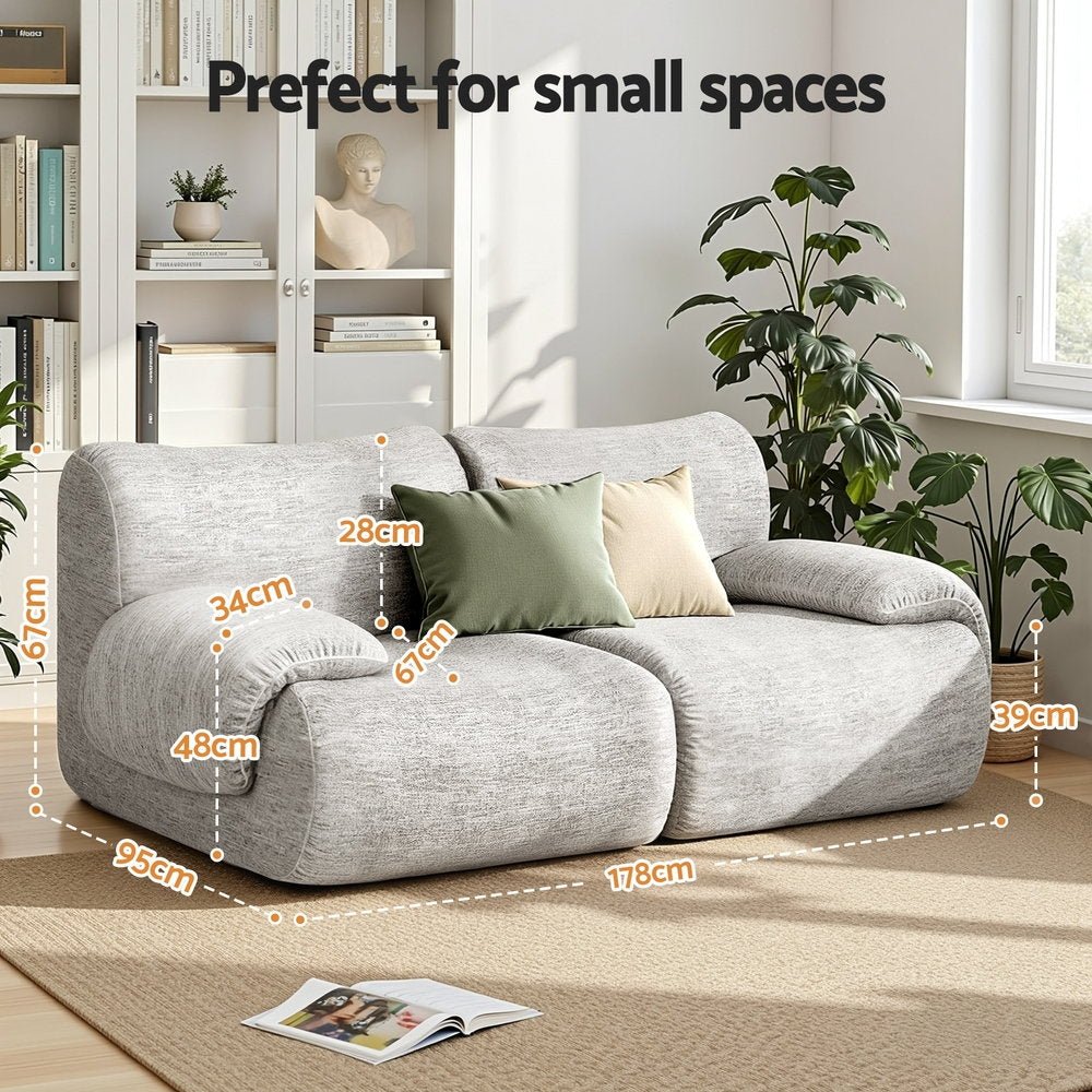Artiss 2 Seater Sofa Modular Sectional Sofas Couch Bed No Assembly Living Room Grey - SportZone.co.nz