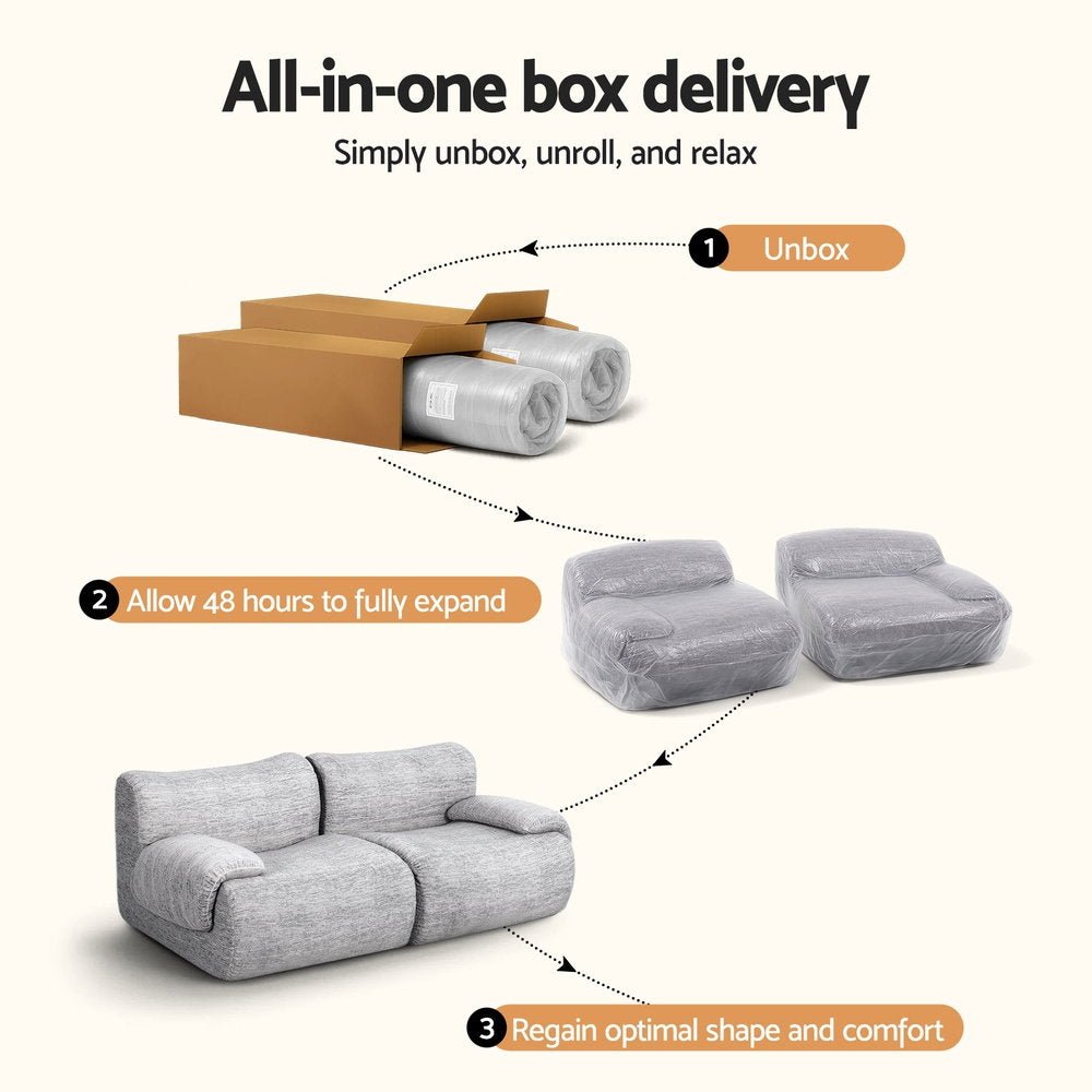 Artiss 2 Seater Sofa Modular Sectional Sofas Couch Bed No Assembly Living Room Grey - SportZone.co.nz