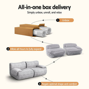 Artiss 2 Seater Sofa Modular Sectional Sofas Couch Bed No Assembly Living Room Grey - SportZone.co.nz