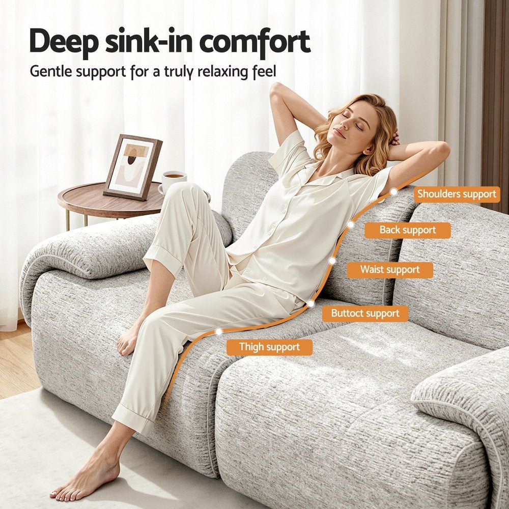 Artiss 2 Seater Sofa Modular Sectional Sofas Couch Bed No Assembly Living Room Grey - SportZone.co.nz