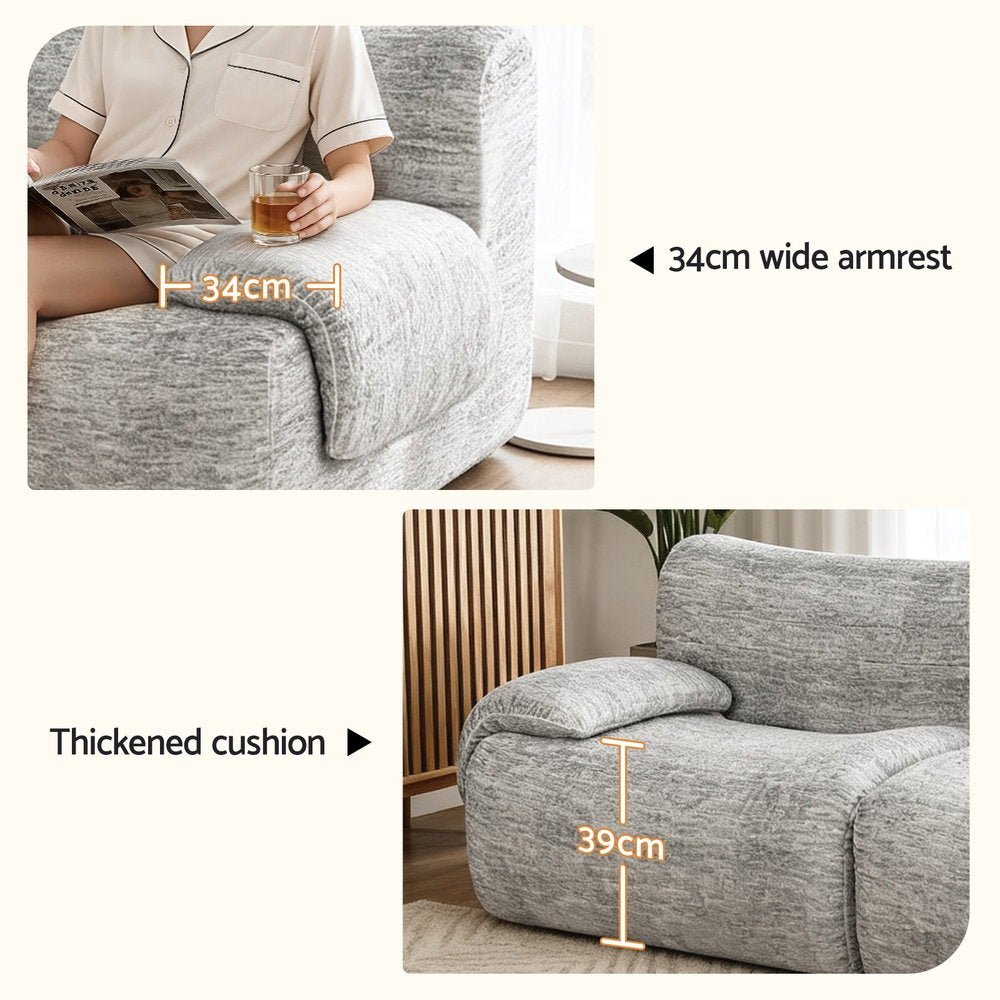 Artiss 2 Seater Sofa Modular Sectional Sofas Couch Bed No Assembly Living Room Grey - SportZone.co.nz