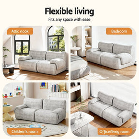 Artiss 2 Seater Sofa Modular Sectional Sofas Couch Bed No Assembly Living Room Grey - SportZone.co.nz