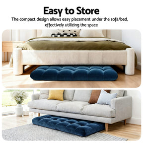 Artiss 2PCS Floor Lounge Sofa Bed Flannel Fabric Navy - SportZone.co.nz