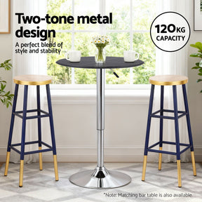Artiss 2x Bar Stools Metal Gold Navy - SportZone.co.nz