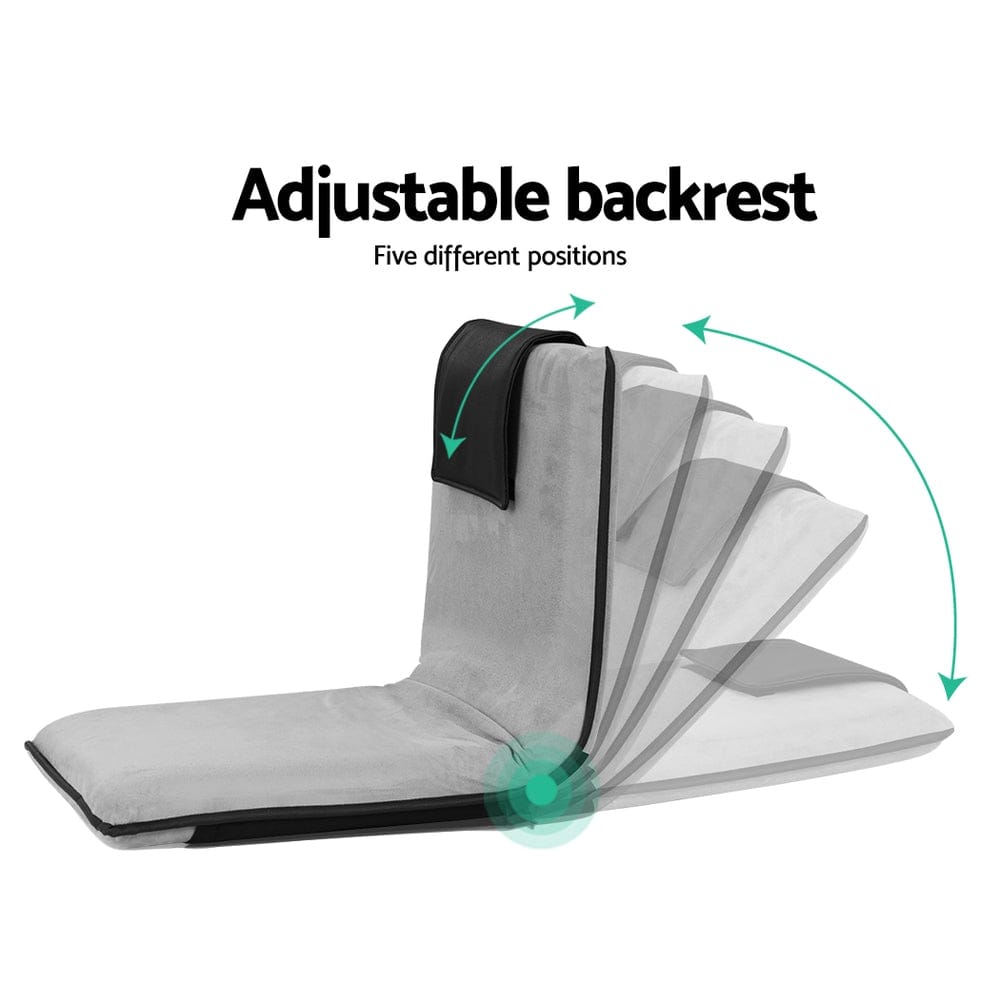 Artiss 2X Floor Lounge Sofa Bed Floor Cushion Velvet Grey - SportZone.co.nz