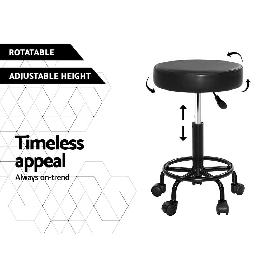 Artiss 2x Salon Stool Round Swivel Chair - SportZone.co.nz