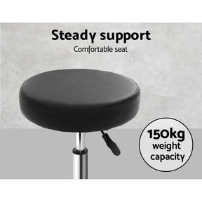 Artiss 2x Salon Stool Round Swivel Chair Black - SportZone.co.nz