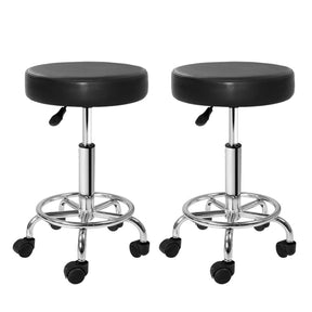Artiss 2x Salon Stool Round Swivel Chair Black - SportZone.co.nz