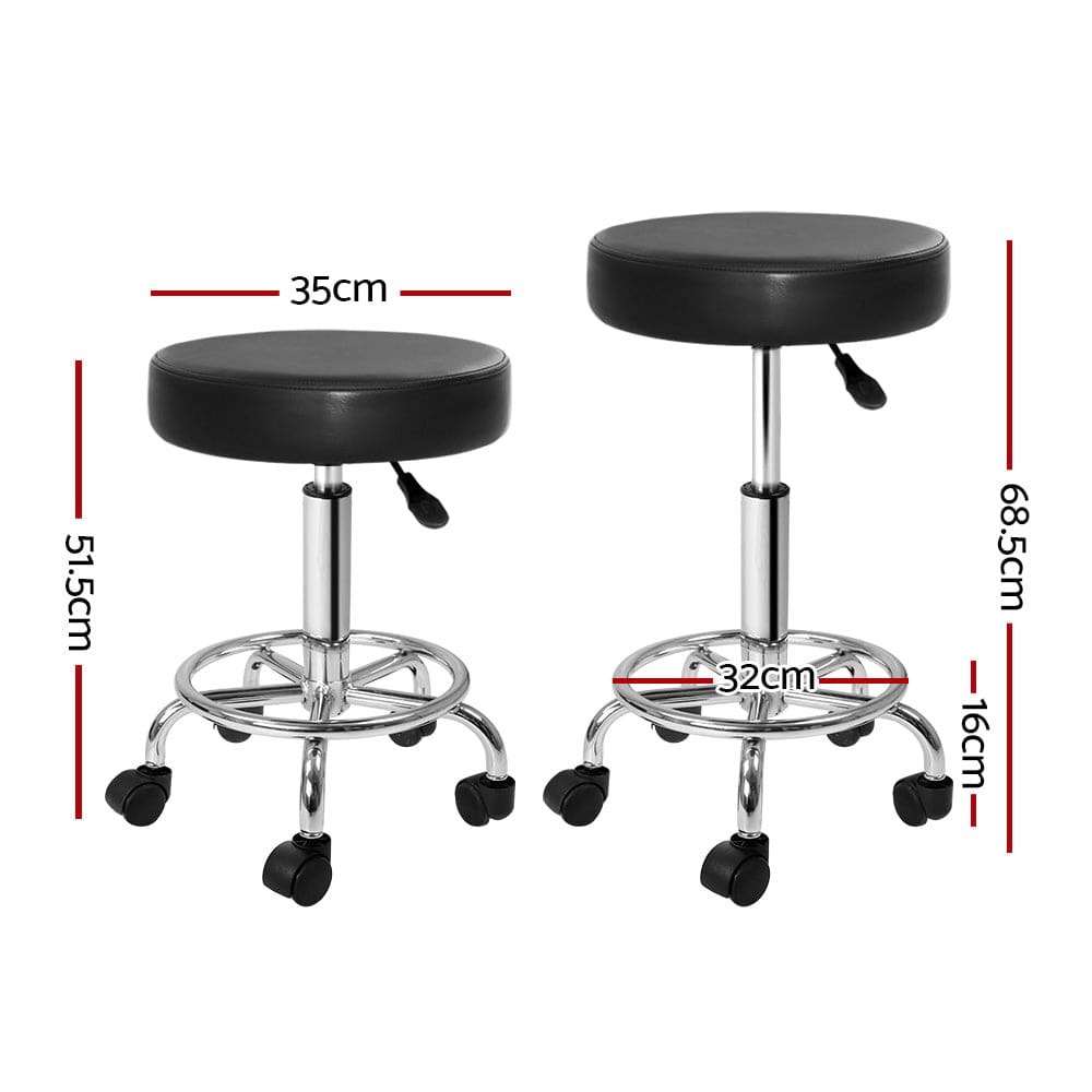 Artiss 2x Salon Stool Round Swivel Chair Black - SportZone.co.nz