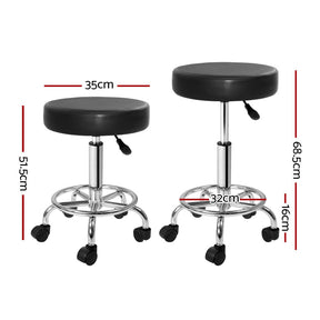 Artiss 2x Salon Stool Round Swivel Chair Black - SportZone.co.nz