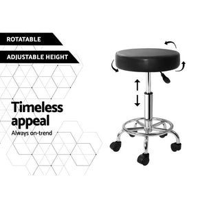 Artiss 2x Salon Stool Round Swivel Chair Black - SportZone.co.nz