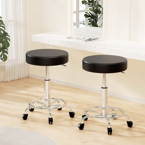 Artiss 2x Salon Stool Round Swivel Chair Black - SportZone.co.nz