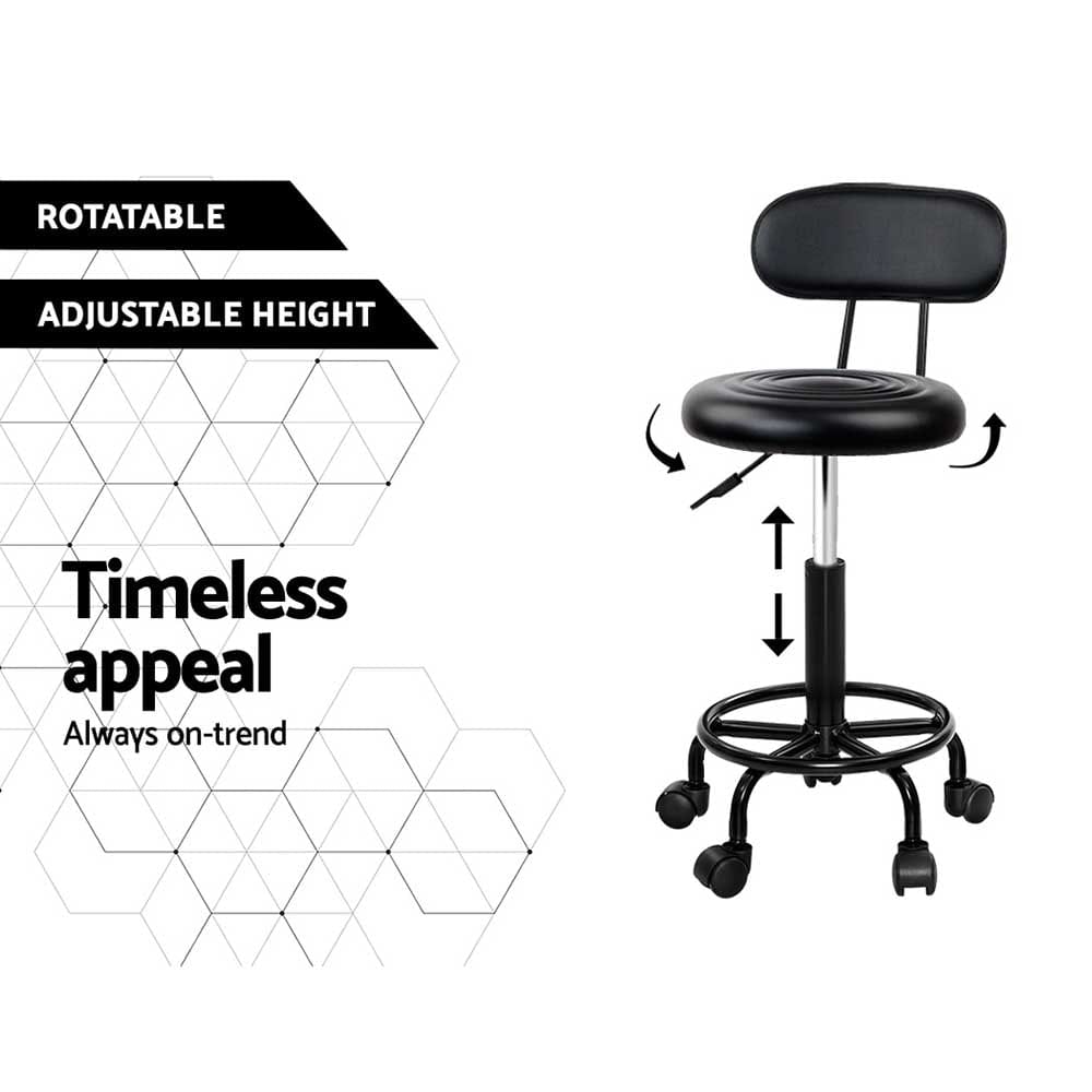 Artiss 2x Salon Stool Swivel Chair Backrest - SportZone.co.nz