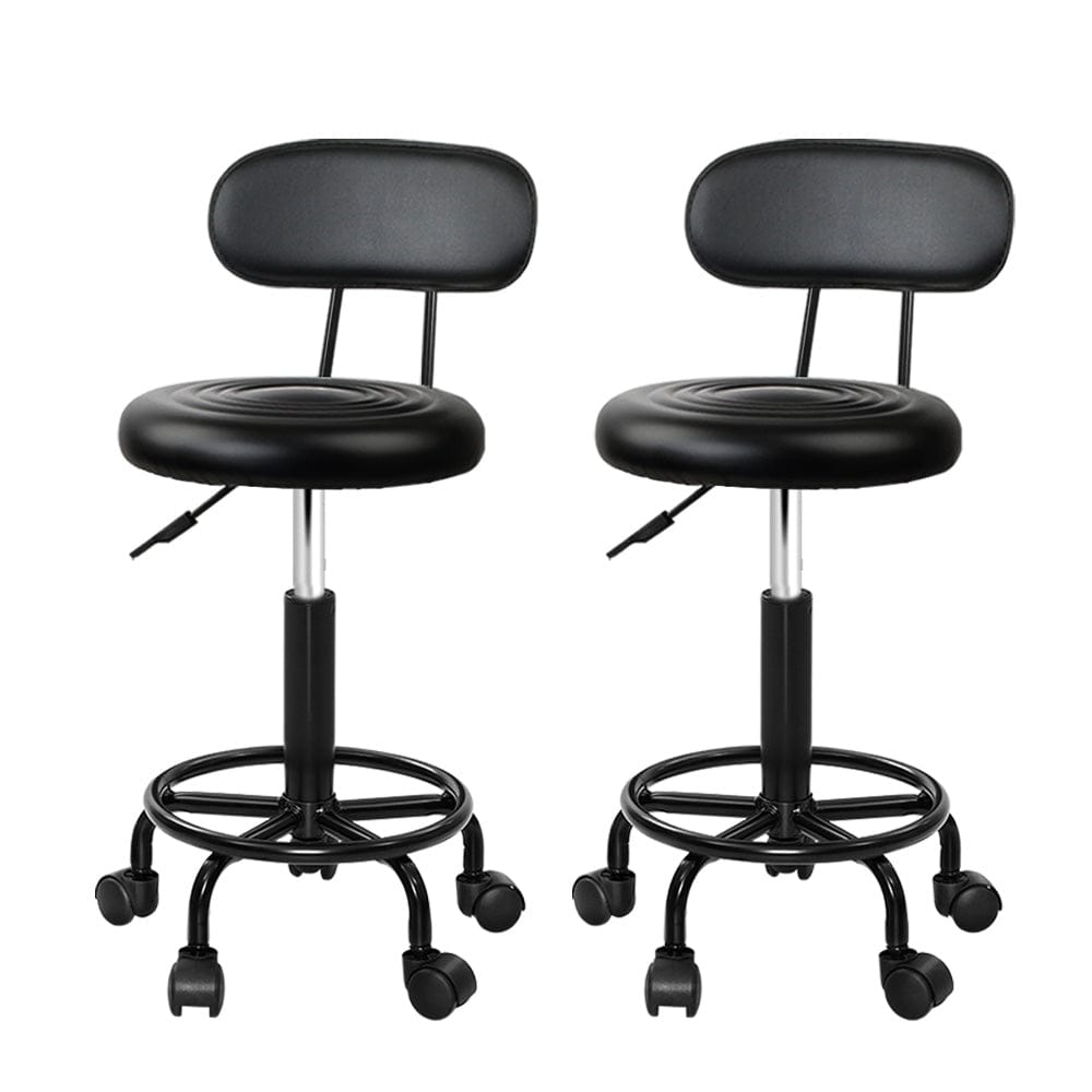 Artiss 2x Salon Stool Swivel Chair Backrest - SportZone.co.nz