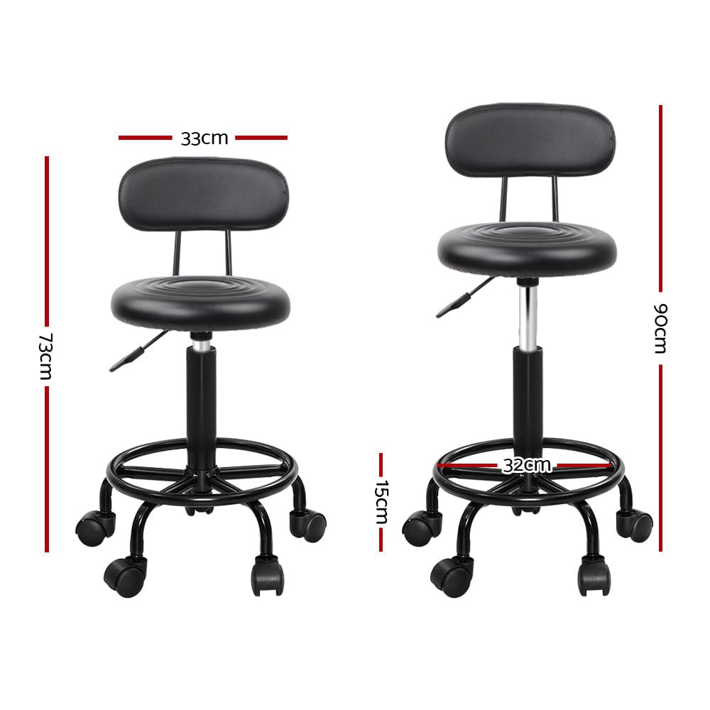 Artiss 2x Salon Stool Swivel Chair Backrest - SportZone.co.nz