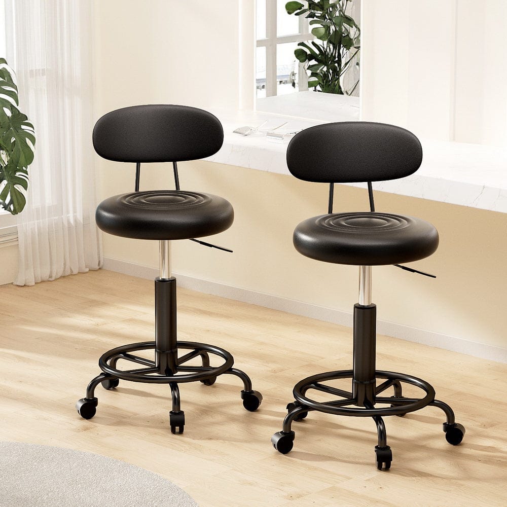Artiss 2x Salon Stool Swivel Chair Backrest - SportZone.co.nz