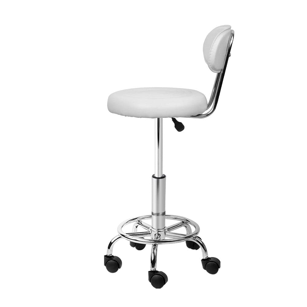 Artiss 2x Salon Stool Swivel Chair Backrest White - SportZone.co.nz