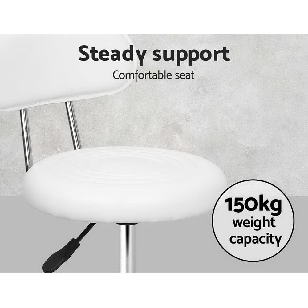 Artiss 2x Salon Stool Swivel Chair Backrest White - SportZone.co.nz