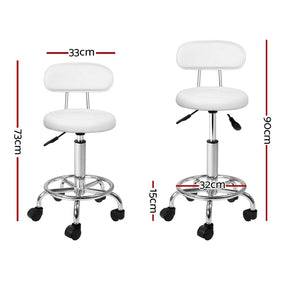 Artiss 2x Salon Stool Swivel Chair Backrest White - SportZone.co.nz