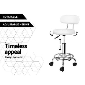 Artiss 2x Salon Stool Swivel Chair Backrest White - SportZone.co.nz