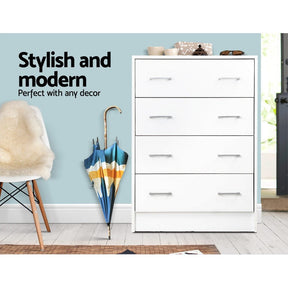 Artiss 4 Chest of Drawers - ANDES White - SportZone.co.nz