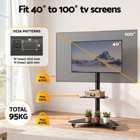 Artiss 40 - 100" TV Stand Mount Bracket Universal Adjustable Height with Wheels - SportZone.co.nz