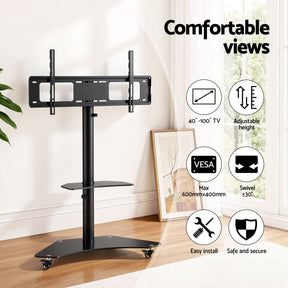 Artiss 40 - 100" TV Stand Mount Bracket Universal Adjustable Height with Wheels - SportZone.co.nz