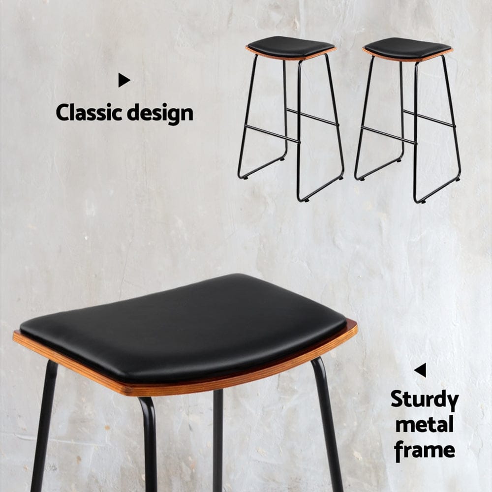Artiss 4x Bar Stools Leather Padded Metal - SportZone.co.nz