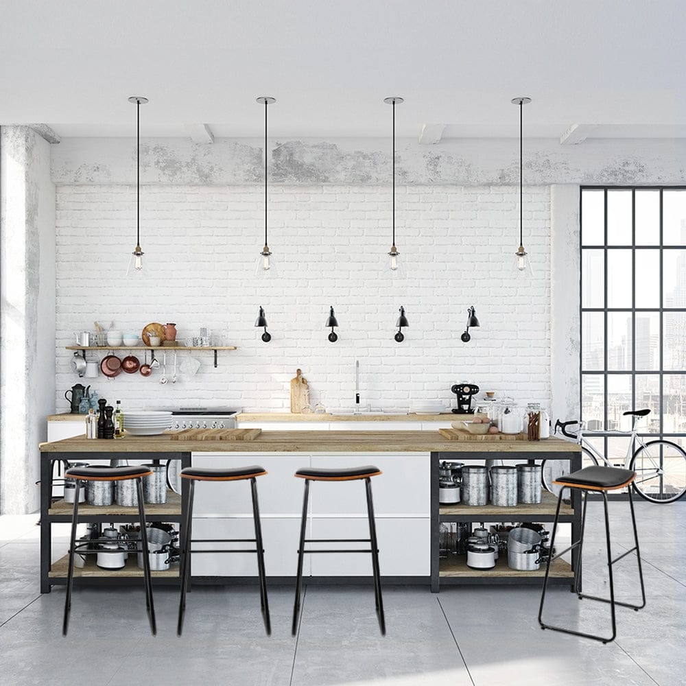 Artiss 4x Bar Stools Leather Padded Metal - SportZone.co.nz
