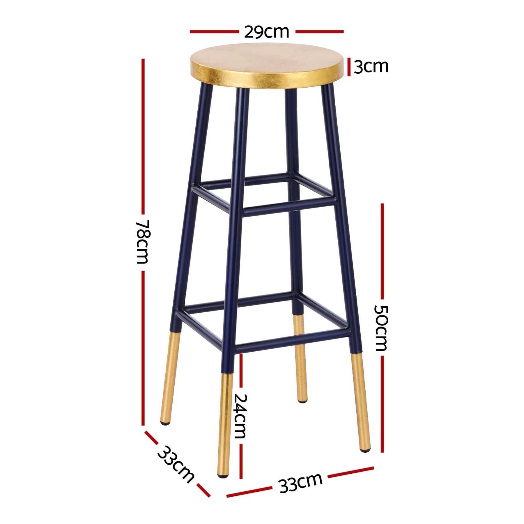 Artiss 4x Bar Stools Metal Gold Navy - SportZone.co.nz