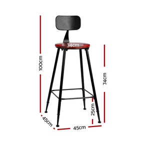 Artiss 4x Bar Stools Vintage Metal Chairs - SportZone.co.nz