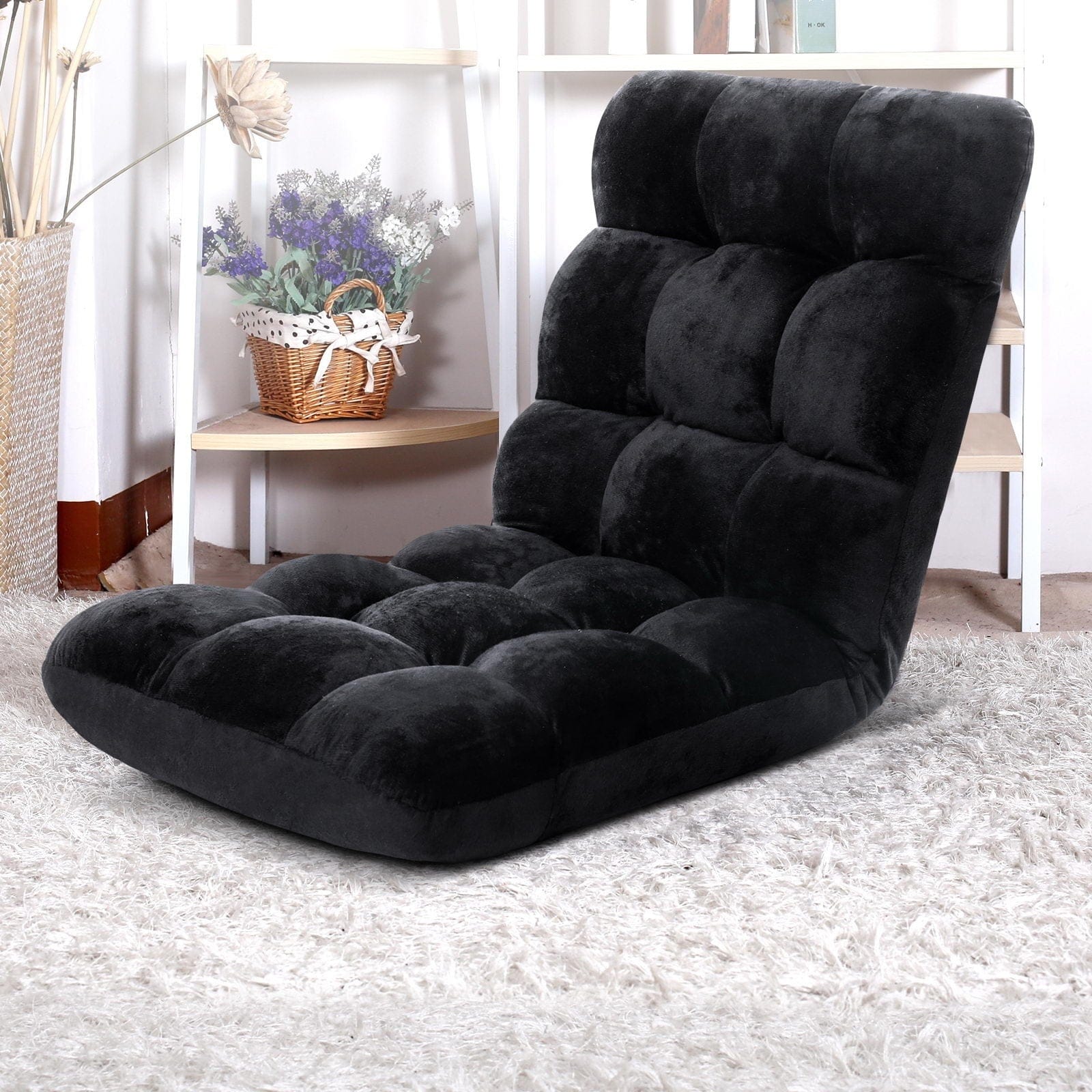 Artiss 4X Lounge Sofa Bed Flannel Fabric Black - SportZone.co.nz