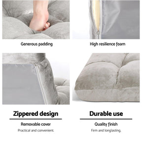 Artiss 4X Lounge Sofa Bed Flannel Fabric Grey - SportZone.co.nz