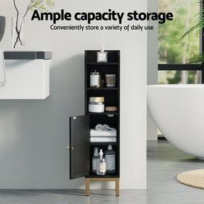 Artiss Bathroom Storage Cabinet Floor Organizer Toilet Corner Adjustable Black - SportZone.co.nz