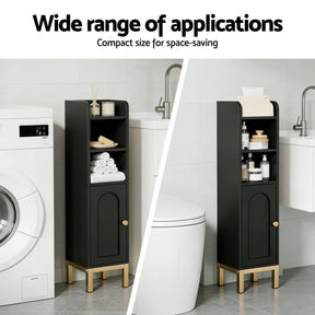 Artiss Bathroom Storage Cabinet Floor Organizer Toilet Corner Adjustable Black - SportZone.co.nz