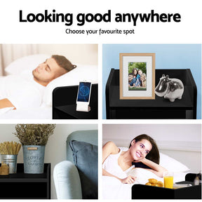 Artiss Bedside Table 1 Drawer with Shelf - FARA Black - SportZone.co.nz