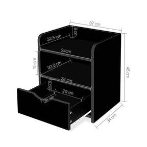 Artiss Bedside Table 1 Drawer with Shelf - FARA Black - SportZone.co.nz