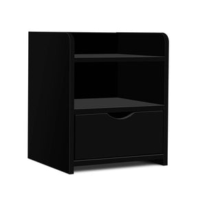 Artiss Bedside Table 1 Drawer with Shelf - FARA Black - SportZone.co.nz