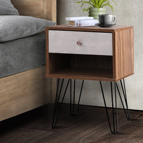 Artiss Bedside Table 1 Drawers with Shelf - LARS - SportZone.co.nz