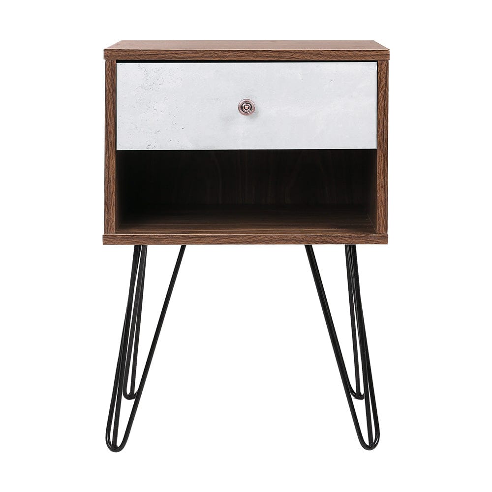Artiss Bedside Table 1 Drawers with Shelf - LARS - SportZone.co.nz