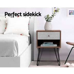 Artiss Bedside Table 1 Drawers with Shelf - LARS - SportZone.co.nz