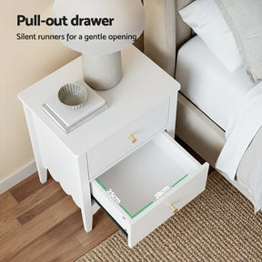 Artiss Bedside Table 2 Drawers Bedroom Storage Nightstand White - SportZone.co.nz