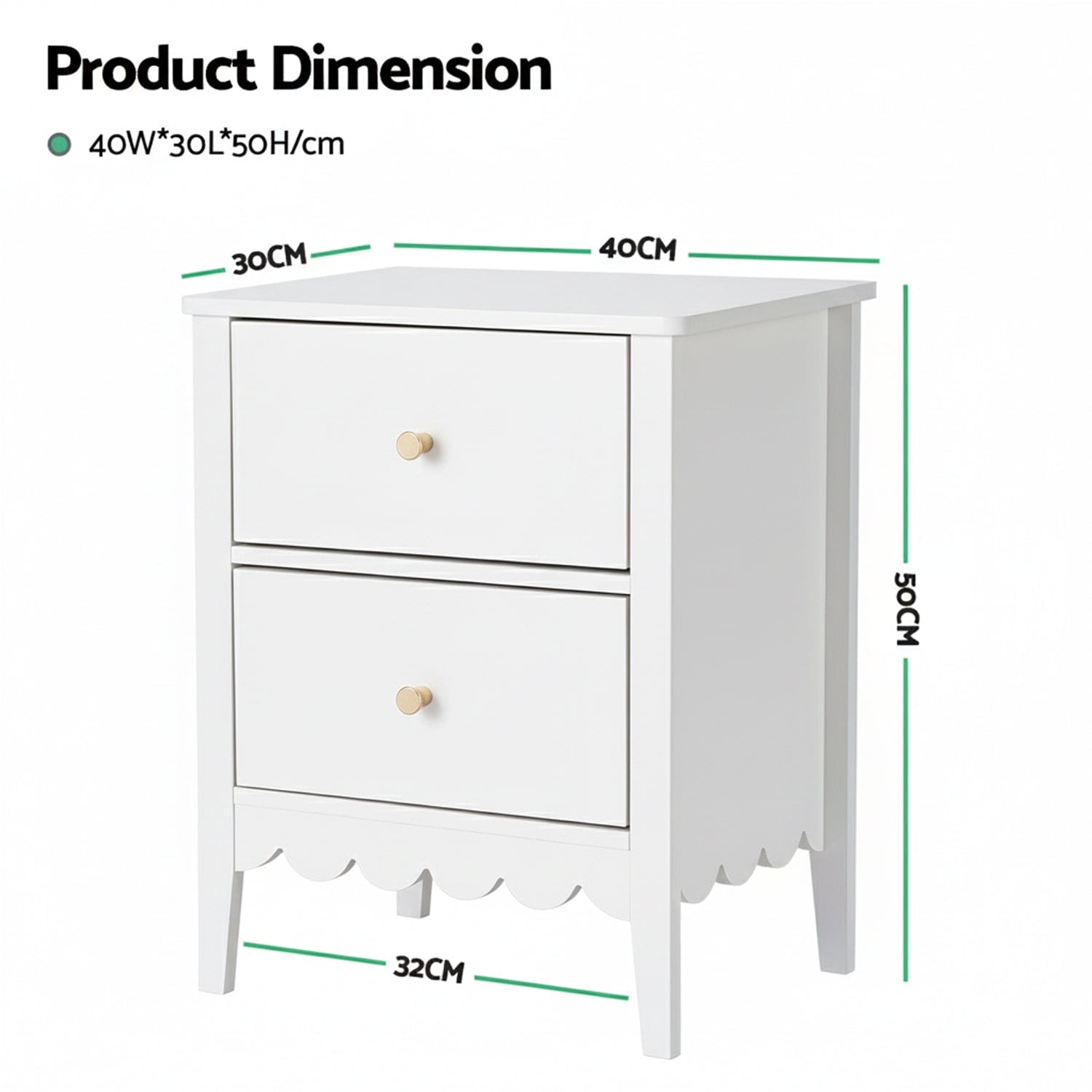 Artiss Bedside Table 2 Drawers Bedroom Storage Nightstand White - SportZone.co.nz