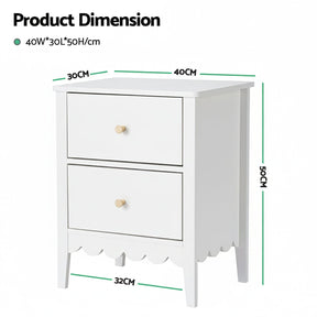 Artiss Bedside Table 2 Drawers Bedroom Storage Nightstand White - SportZone.co.nz