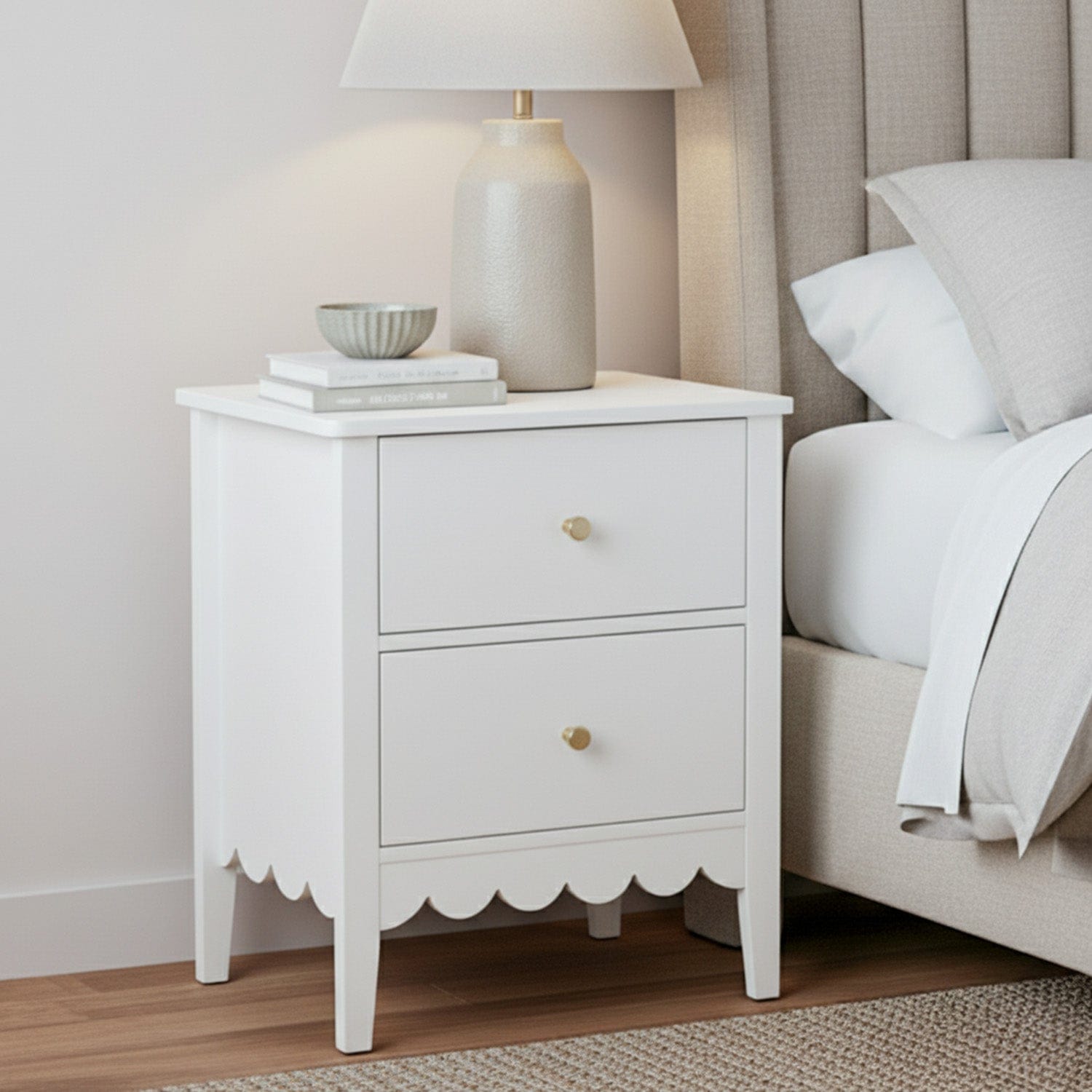 Artiss Bedside Table 2 Drawers Bedroom Storage Nightstand White - SportZone.co.nz