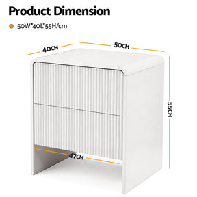 Artiss Bedside Table 2 Drawers - Beige - SportZone.co.nz