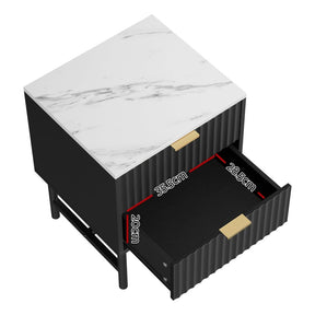 Artiss Bedside Table 2 Drawers - Black - SportZone.co.nz